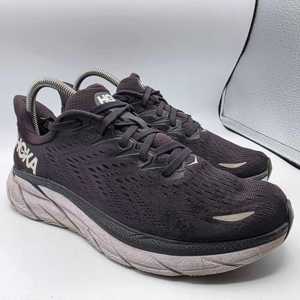 Hoka One One Clifton 8 Womens Size 8.5 Wide Black Running Shoes Lightweight